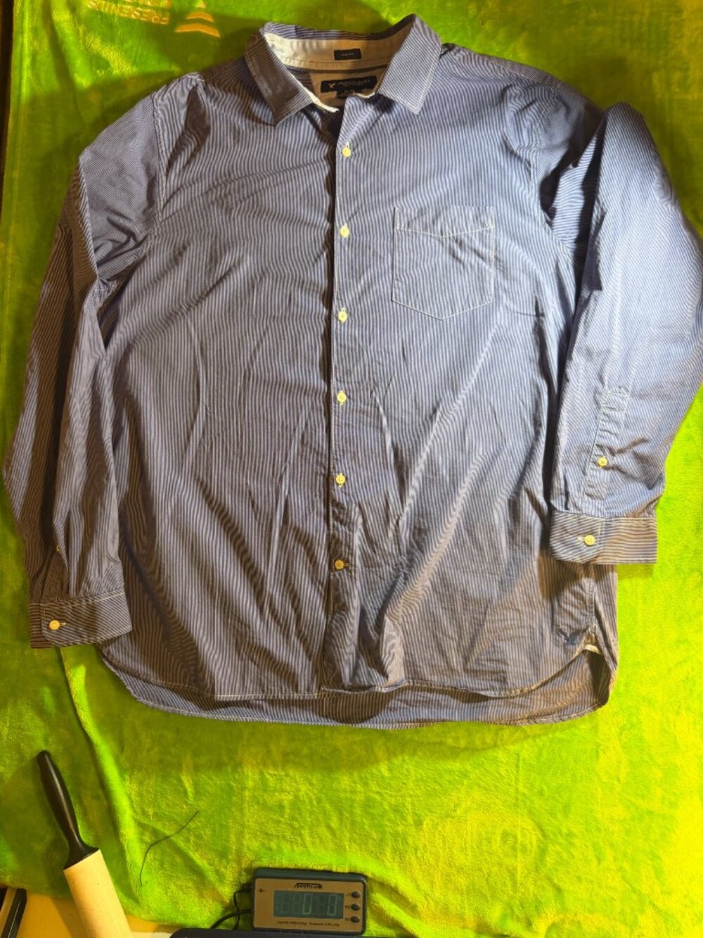 American Eagle Outfitters Slim Fit LS Button Down Shirt Mens XXL Blue Stripe